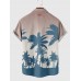 Gradient LightOrangeRed Coconut Tree Printing Men's Short Sleeve Shirt