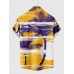 Full-Print Palms Purple & Yellow Coconut Tree Printing Men's Short Sleeve Shirt